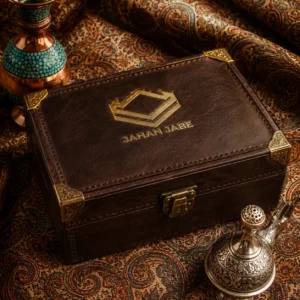 جعبه و باکس صنایع دستی قفل دار چرمی قهوه ای