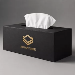هاردباکس دستمال کاغذی مستطیل طلاکوب